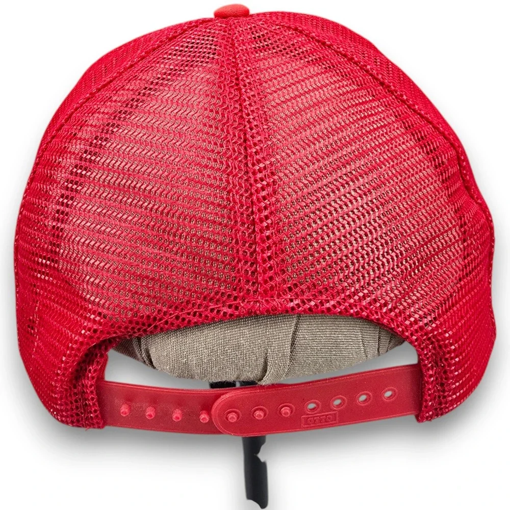 Otto Rusty Iron Inc Trucker Hat Mens Red Yellow Mesh Snapback Foam Baseball Cap